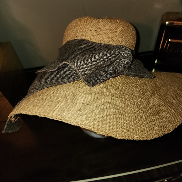 Sun 'n' Sand Woven Wide Brim Sun Hat Wide Ribbon Bow Boho Beach - Picture 6 of 7